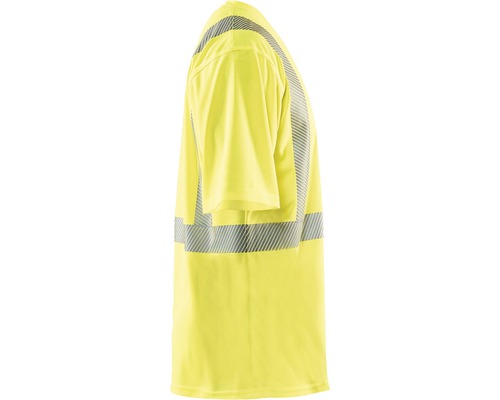 Gul t-shirt med reflexränder för bättre synlighet.