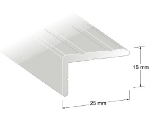 Trappnos DURI silver 25x15x1000mm Nr. 49 Kantprofil med måtten 15 mm högt och 25 mm brett