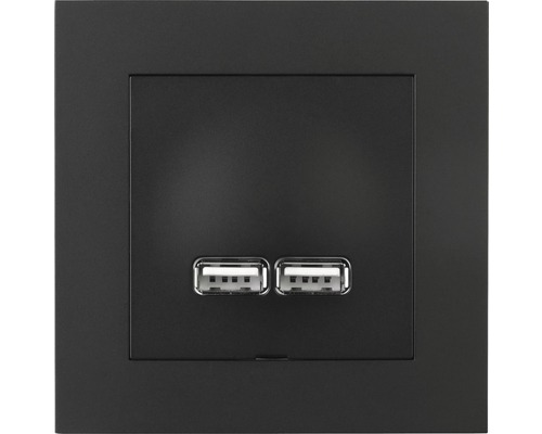 USB-uttag ELKO Plus 2-vägs svart, 5206403-0