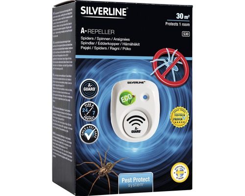 Förpackning för Silverline A-Repeller mot spindlar för ett rum på 30 kvadratmeter
