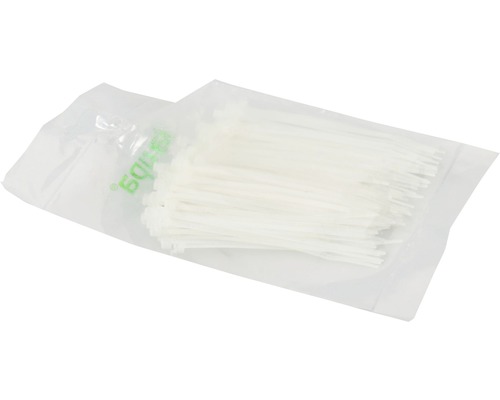 Buntband HAUPA transparent 100x2,5mm 100 styck Förpackning med vita buntband