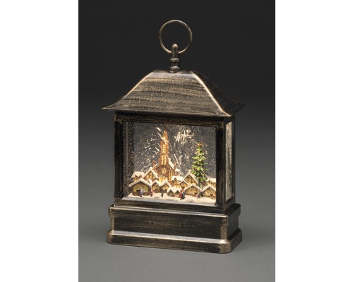 Dekorativ lykta med vinterlandskap och LED-belysning