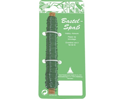 Ståltråd Ø0,65mm grön Hantverkstråd lindad på träpinne