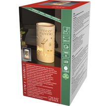 Förpackning med batteridriven LED-dekoration med timerfunktion och texten Merry Christmas
