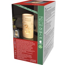 Förpackning med batteridriven LED-dekoration med timerfunktion och texten Merry Christmas