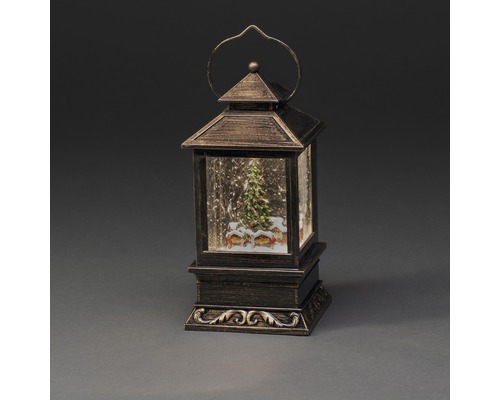 Lykta KONSTSMIDE LED mini julmarknad 22cm varmvit vattenfylld Dekorativ snöglobslykta med julmotiv