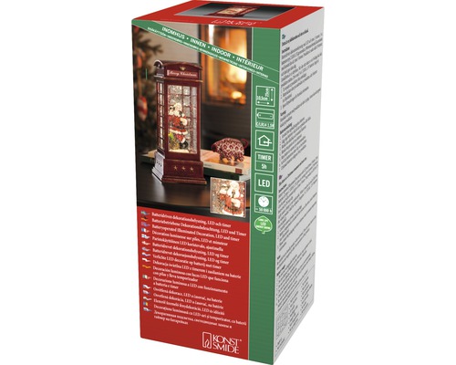 Förpackning för batteridriven LED-dekorationsbelysning med timer i form av en telefonkiosk