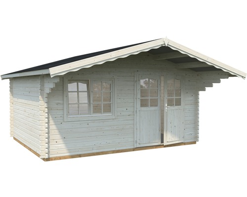 Trädgårdshus i trä med fönster och dubbeldörr