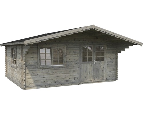 Trädgårdshus i trä med fönster och dubbeldörr