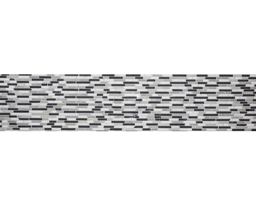 Mosaikplatta med rektangulära element i grått och svart