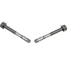 Två bultankare med gänga, bricka och mutter