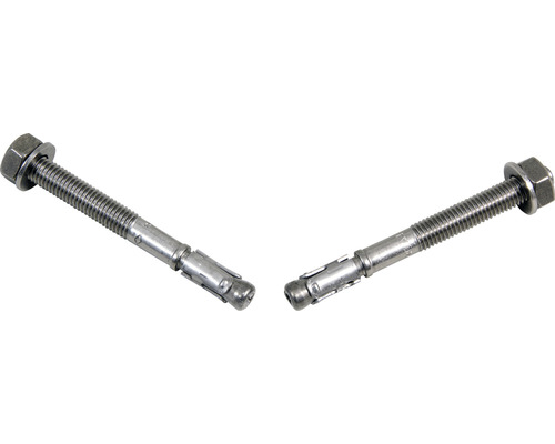 Två bultankare med gänga, bricka och mutter