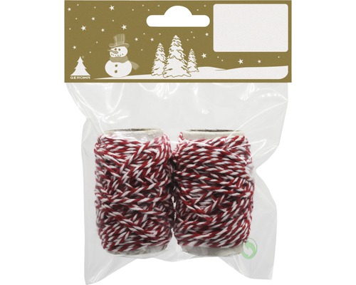 Två rullar röd-vit dekorativt band i en förpackning