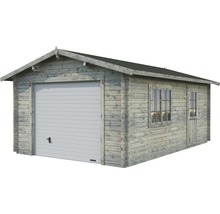 Garage PALMAKO Roger inkl. dörr, fönster, sektionsport 21,7m² (19m²) 360x550cm doppimpregnerad ljusgrå