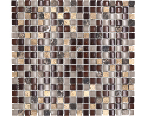 Mosaik glas natursten XCM M870 30,5x32,2 cm brun mix