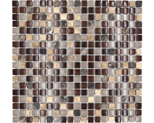 Mosaik glas natursten XCM M870 30,5x32,2 cm brun mix