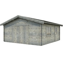Garage PALMAKO Roger inkl. dörr, fönster, träport 31,4m² (27,7m²) 540x540cm doppimpregnerad ljusgrå