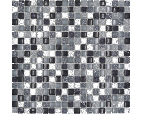Mosaik glas natursten XCM M890 30,5x32,2 cm grå/silver/vit Mosaikplattor av glas och sten