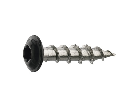 Fönsterbleckskruv THURESSON FASTENING svart rostfritt stål A2 4,0x19mm 20-pack En skruv med linshuvud och fräsribbor