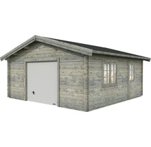 Garage PALMAKO Roger inkl. dörr, fönster, sektionsport 31,4m² (27,7m²) 540x540cm doppimpregnerad ljusgrå