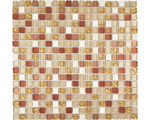 Mosaik glas natursten XCM M920 30,5x32,2 cm beige/guld/ockra