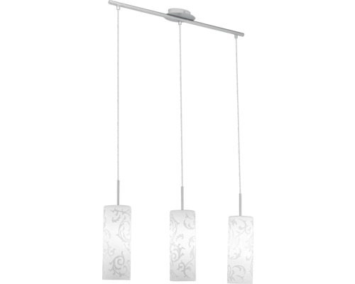Taklampa med tre lampor och blommönster