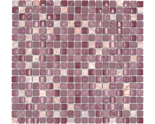 Mosaik glas natursten XCM M940 30,5x32,2 cm rosa Fyrkantig mosaikplatta av glas och marmor