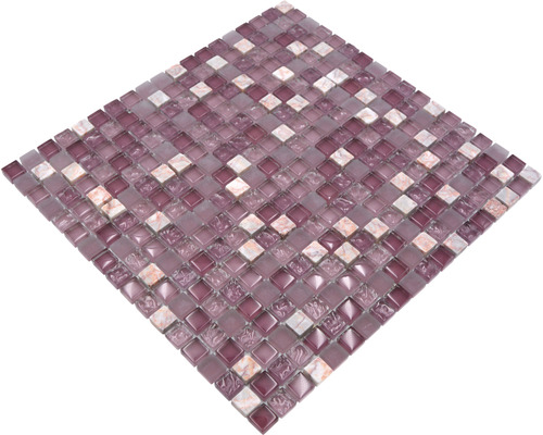 Fyrkantig mosaikplatta av glas och sten