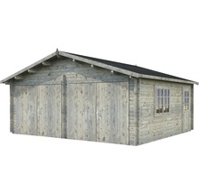 Dubbelgarage PALMAKO Roger inkl. dörr, fönster, träport 31,5m² (28,4m²) 575x510cm doppimpregnerad ljusgrå