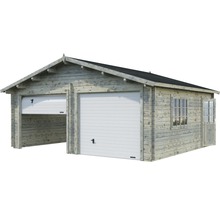 Dubbelgarage PALMAKO Roger inkl. dörr, fönster, sektionsport 31,5m² (28,4m²) 575x510cm doppimpregnerad ljusgrå