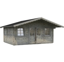 Trädgårdshus PALMAKO Helena inkl. golv, fönster, entrétak 34,0m² (18,6m²) 510x390cm impregnerad grå