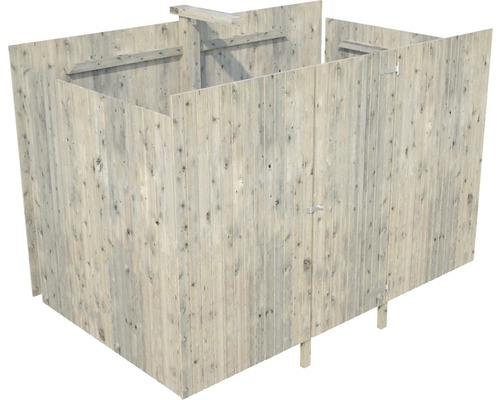 Trädgårdsdusch i trä med dörr