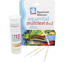 Aquarium Münster Aquavital Multitest 6 i 1, 50 testremsor för vattenanalys