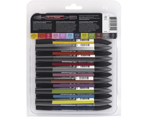 Förpackning med tolv alkoholbaserade markörer