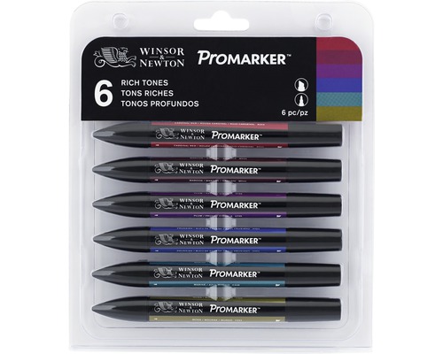 Winsor och Newton Promarker set med sex pennor i mustiga toner