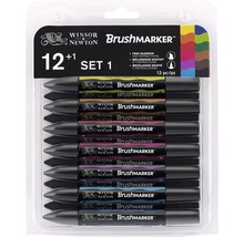 Winsor och Newton Brushmarker Set 1 med tretton pennor i en transparent förpackning.