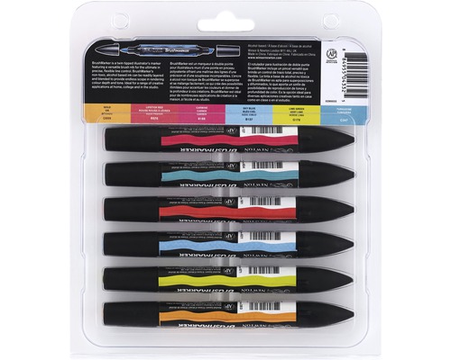 Förpackning med sex Winsor och Newton Brushmarkers