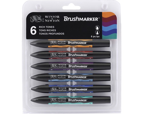 Winsor & Newton Brushmarker set med sex pennor