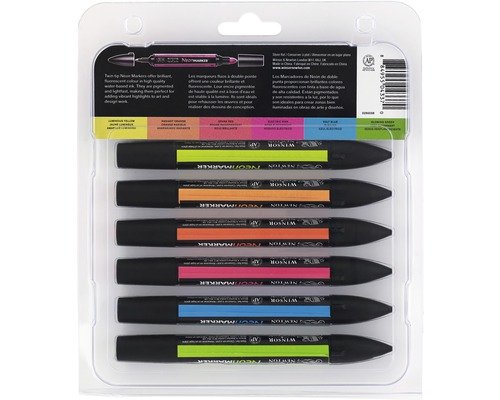 Förpackning med neonmarkörer med dubbla spetsar för konst och design