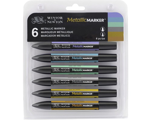 Winsor & Newton Metallic Marker set med sex markörer