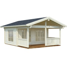Trädgårdshus PALMAKO Agneta inkl. golv, fönster, entrétak, altan 33m² (18,8+12,5m²) 500x650cm obehandlad