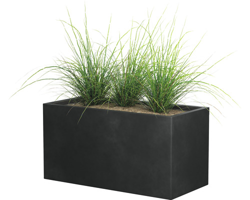 Rektangulär planteringslåda i plast med plantering