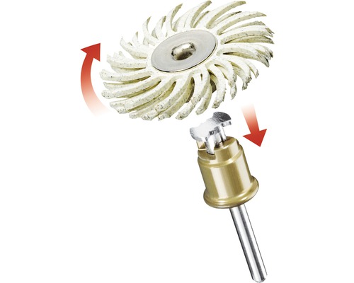 Rotationsborste med skaft för slipningsarbeten