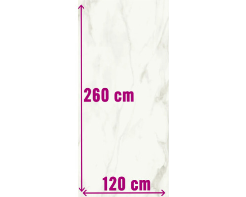 Klinker Eterna vit grå blank marmoroptik 120x260x0,7 cm Mått på en platta: 260 cm höjd och 120 cm bredd