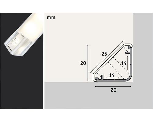 LED-profil med dimensioner