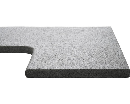 Bänkskiva av sten med urtag