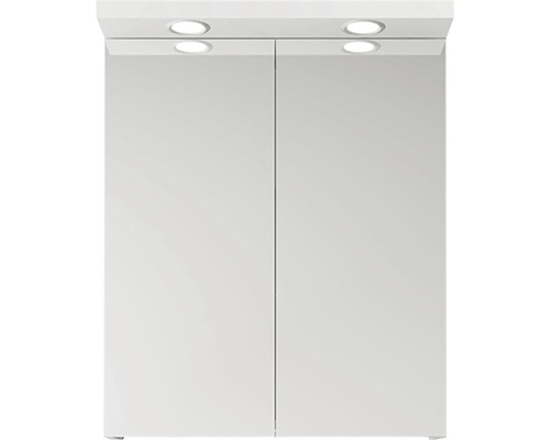 Spegelskåp med belysning HAFA Store 600 vit 2 dörrar 60x70 cm IP44 LED-spots