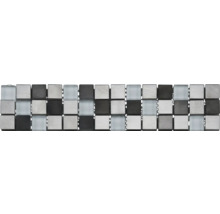 Mosaikmatta med fyrkantiga glas- och naturstensplattor