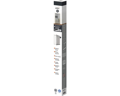 Förpackning för en lamellgardin av PVC.