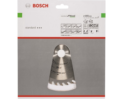 Bosch sågklinga Standard for Wood, 165 millimeter diameter